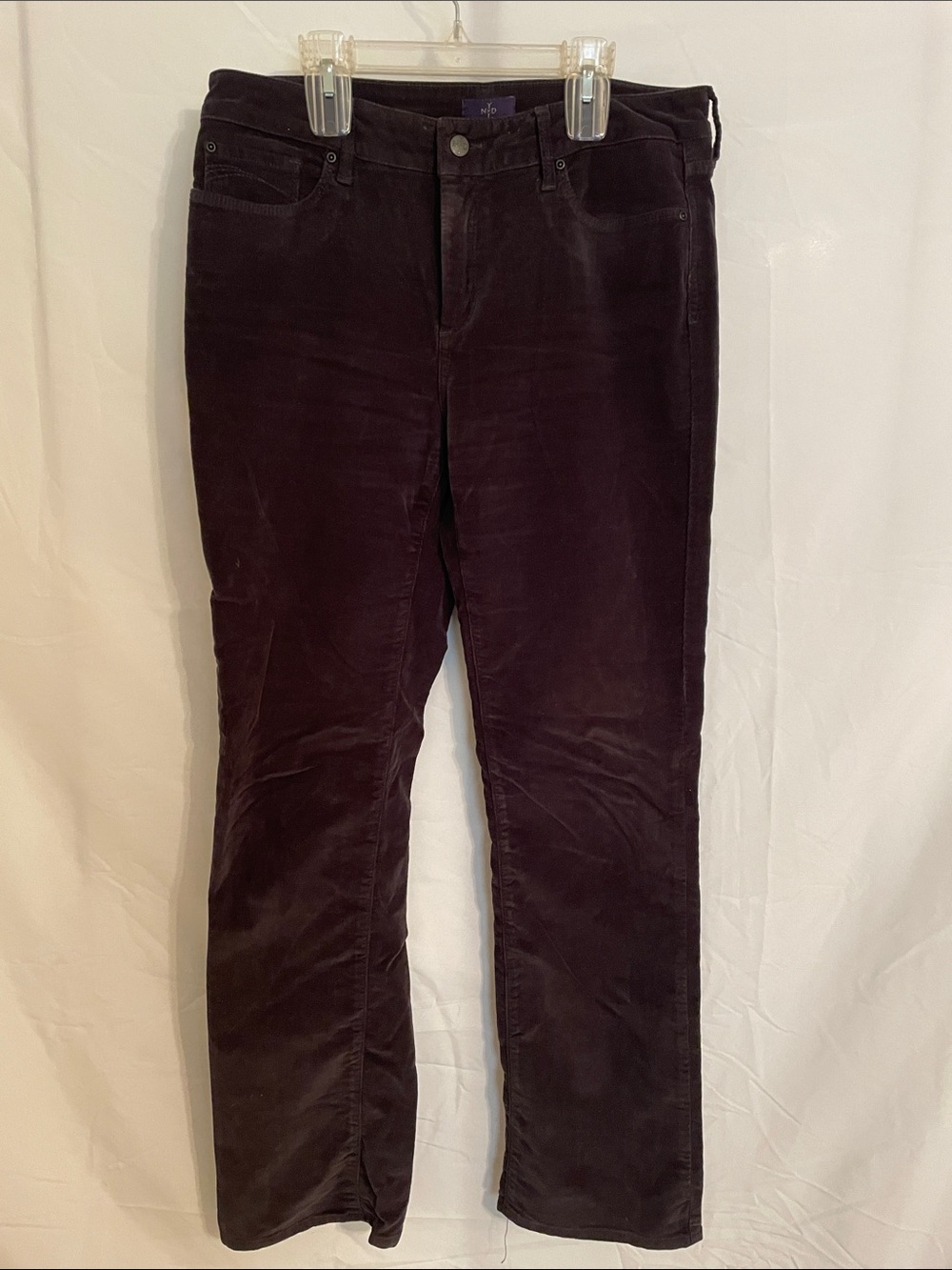 NYDJ Straight-Leg Corduroy Pants in Deep Plum